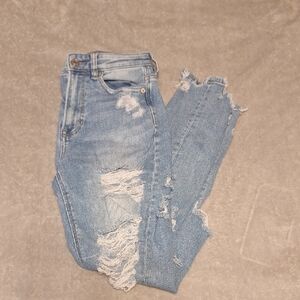 American Eagle Outfitters Ripped Blue Skinny Jeans